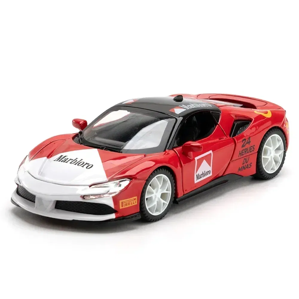 Color: green - 1:32 Ferrari Laferrari SF90 P80C 488 Alloy Car Model Diecasts Metal Toy Vehicles Car Model Simulation Sound Light Collect gifts - Image 6