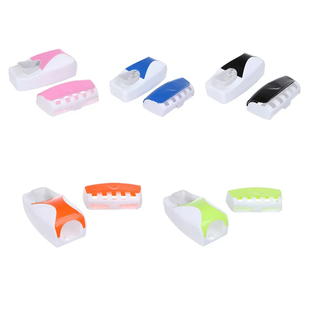 Color: green, Ships From: CHINA - Toothbrush Holder Automatic Toothpaste Dispenser Set Dustproof Sticky Suction Wall Mounted Toothpaste Squeezer Bathroom Holder - Image 3
