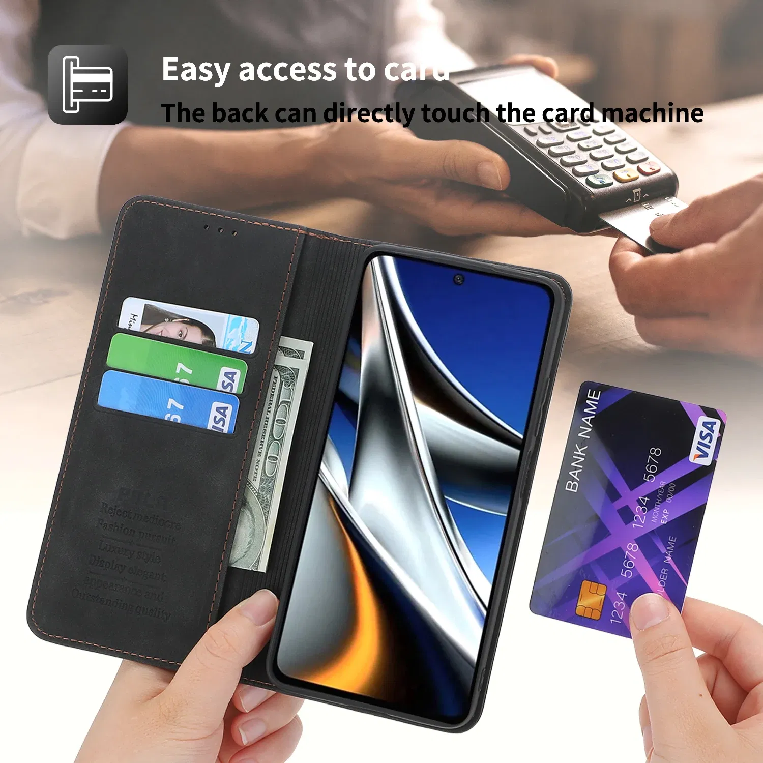 Color: Dark Brown, Material: Neoprene - Flip Leather Case For Xiaomi Mi 13 12T 11T 10T 11 12 Lite Pro 5G Poco F5 X5 Pro M6 M5S M4 F4 F3 X3 X4 GT Magnet Wallet Cover - Image 6