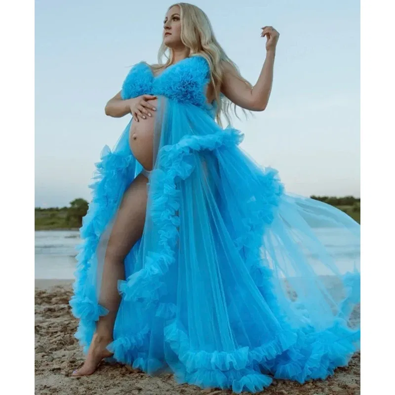 Color: Gold, Maternity Size: XL, Ships From: CHINA - Tulle Long Maternity Dress Photoshoot ?»?°?‚?µ photography dresses baby shower dresses for pregnant woman ?»?°?‚?µ ?» ?±?µ - Image 2