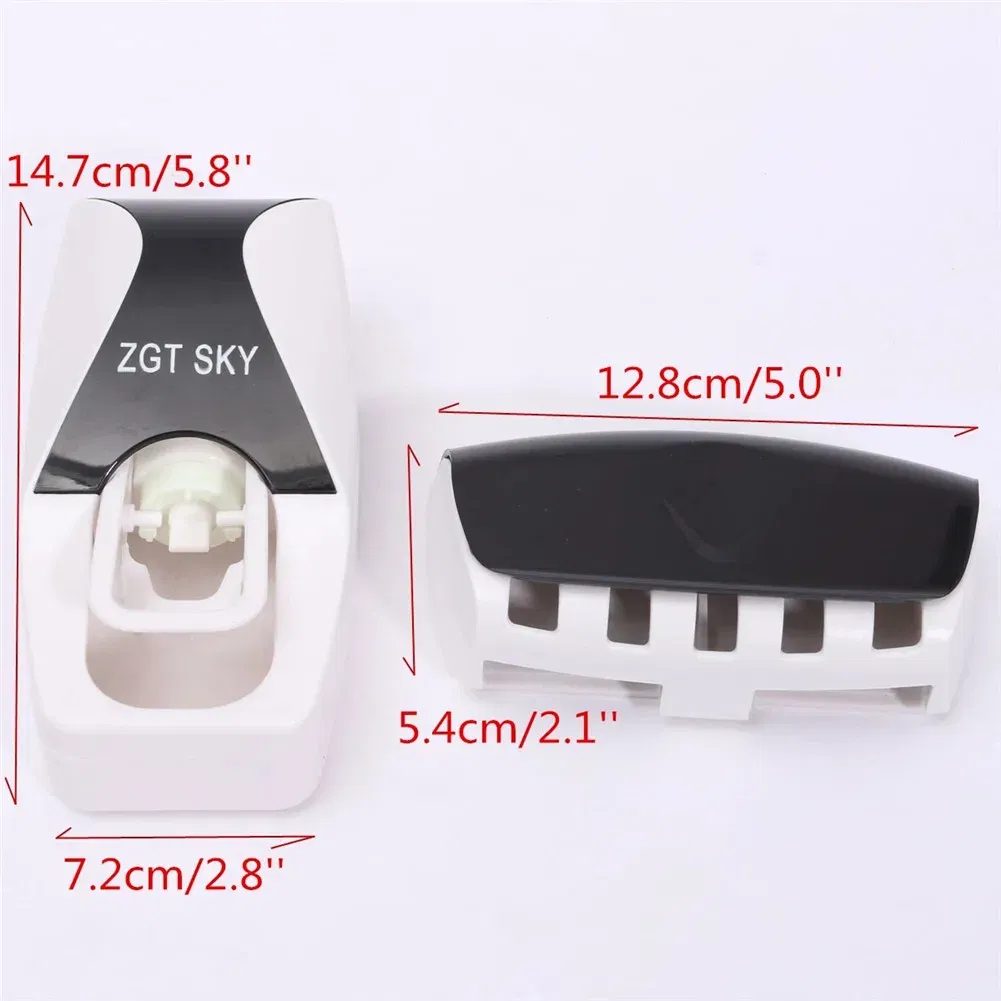 Color: green, Ships From: CHINA - Toothbrush Holder Automatic Toothpaste Dispenser Set Dustproof Sticky Suction Wall Mounted Toothpaste Squeezer Bathroom Holder - Image 7