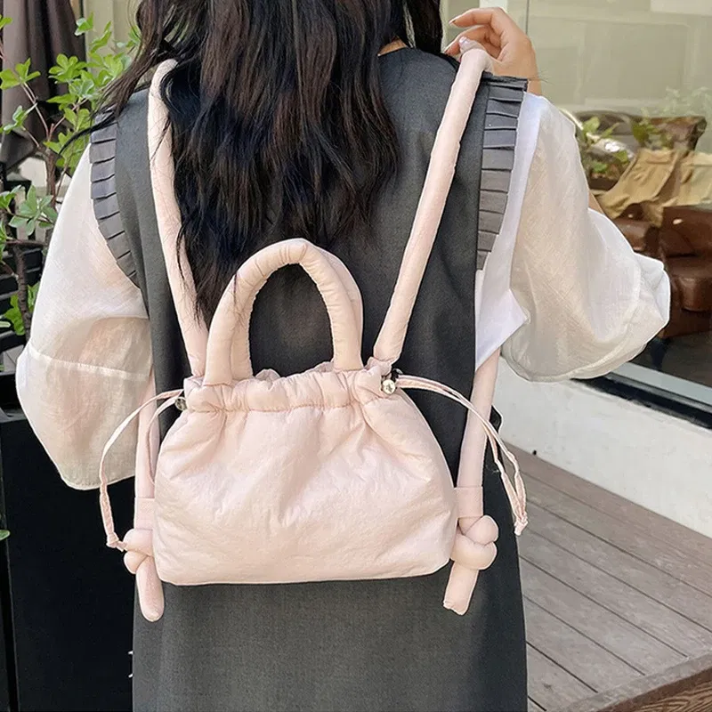 Color: Blue - Fashion Small Puffer Tote Bag Padded Women Shoulder Bags Nylon Down Cotton Crossbody Bag Mini Lady Handbags Underarm Bag - Image 6