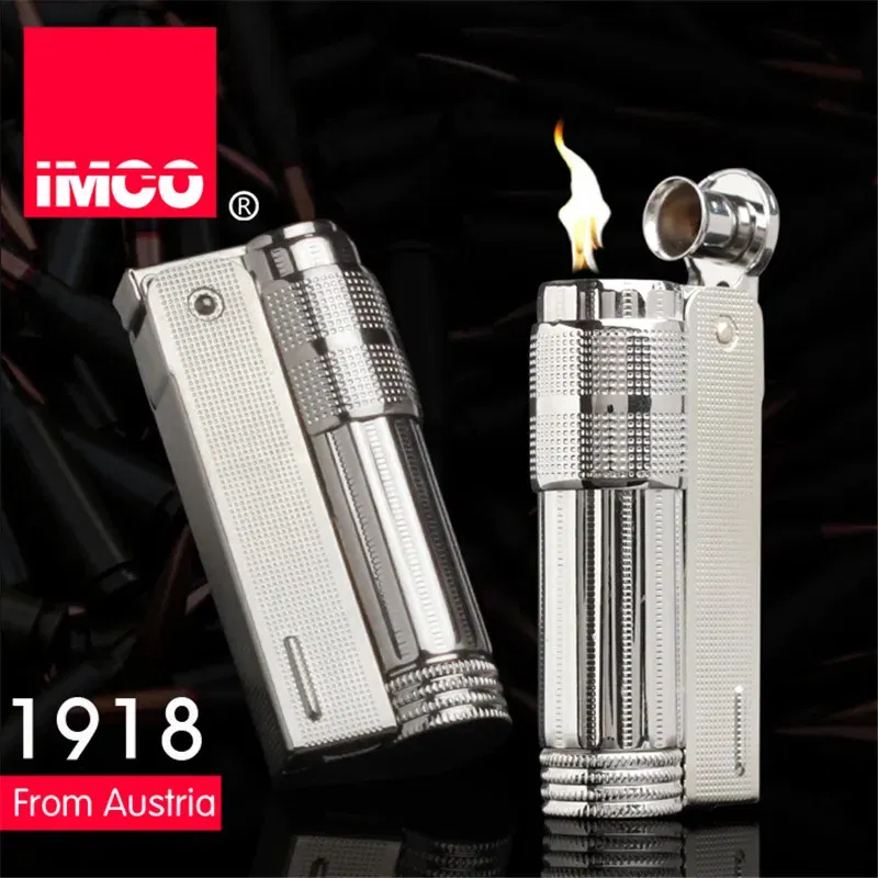 Color: PURPLE - Original IMCO Lighter Old Gasoline Flint Lighter Windproof Stainless Steel Cigarette Petrol Oil Lighter Inflated Gadgets Man