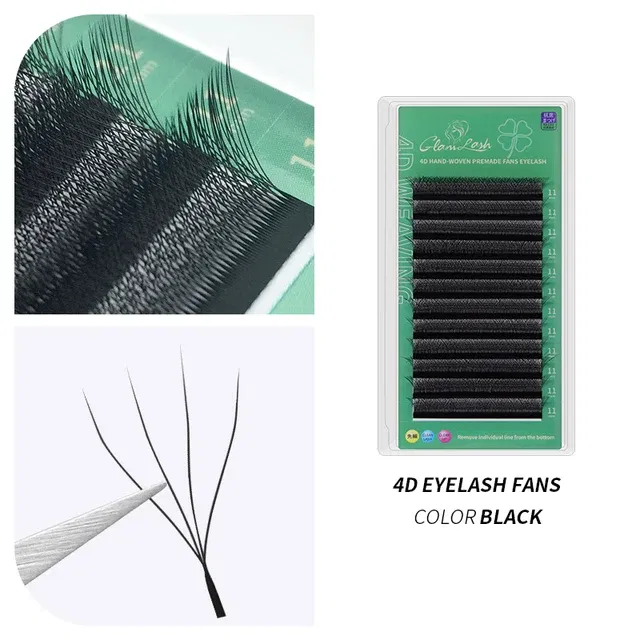 Color: Brushed Chrome, Curl: LU, Thickness: 0.07mm, Length: 17mm - GLAMLASH 4D - W Shaped Eyelash Extension Automatic Flowering W Fake Lashes 0.07mm C/D/L/LU Curl Individual