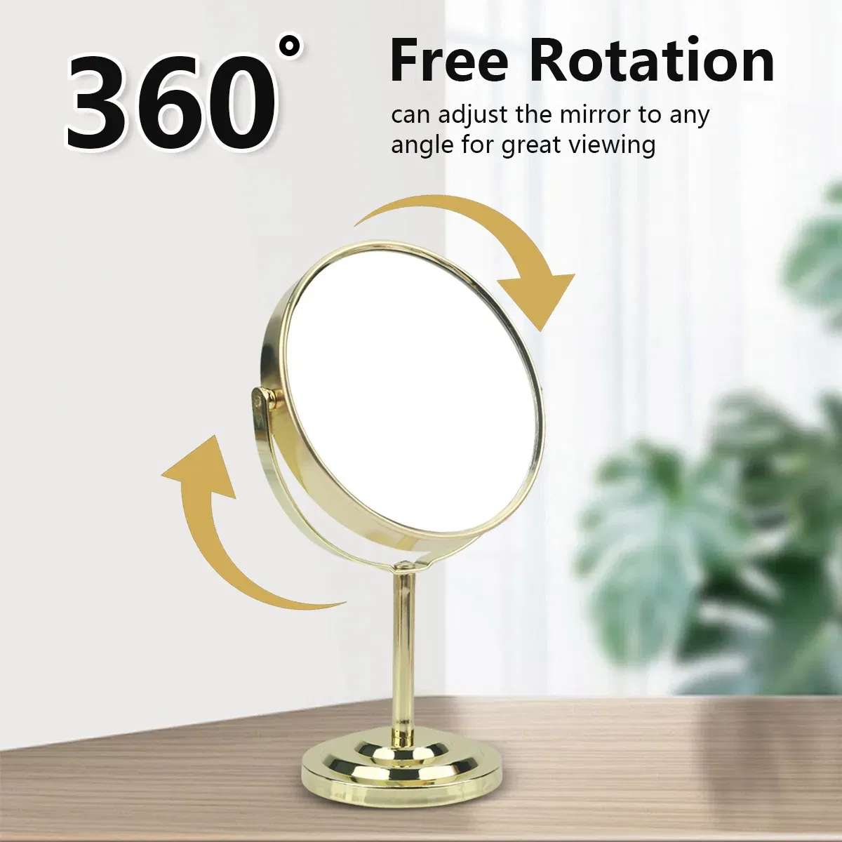 Color: black - 3/4/5in Double-Side Makeup Mirror With 2X Magnification Clear Reflection And Easy To Carry Desktop Vanity Mirror With Stand - Image 4