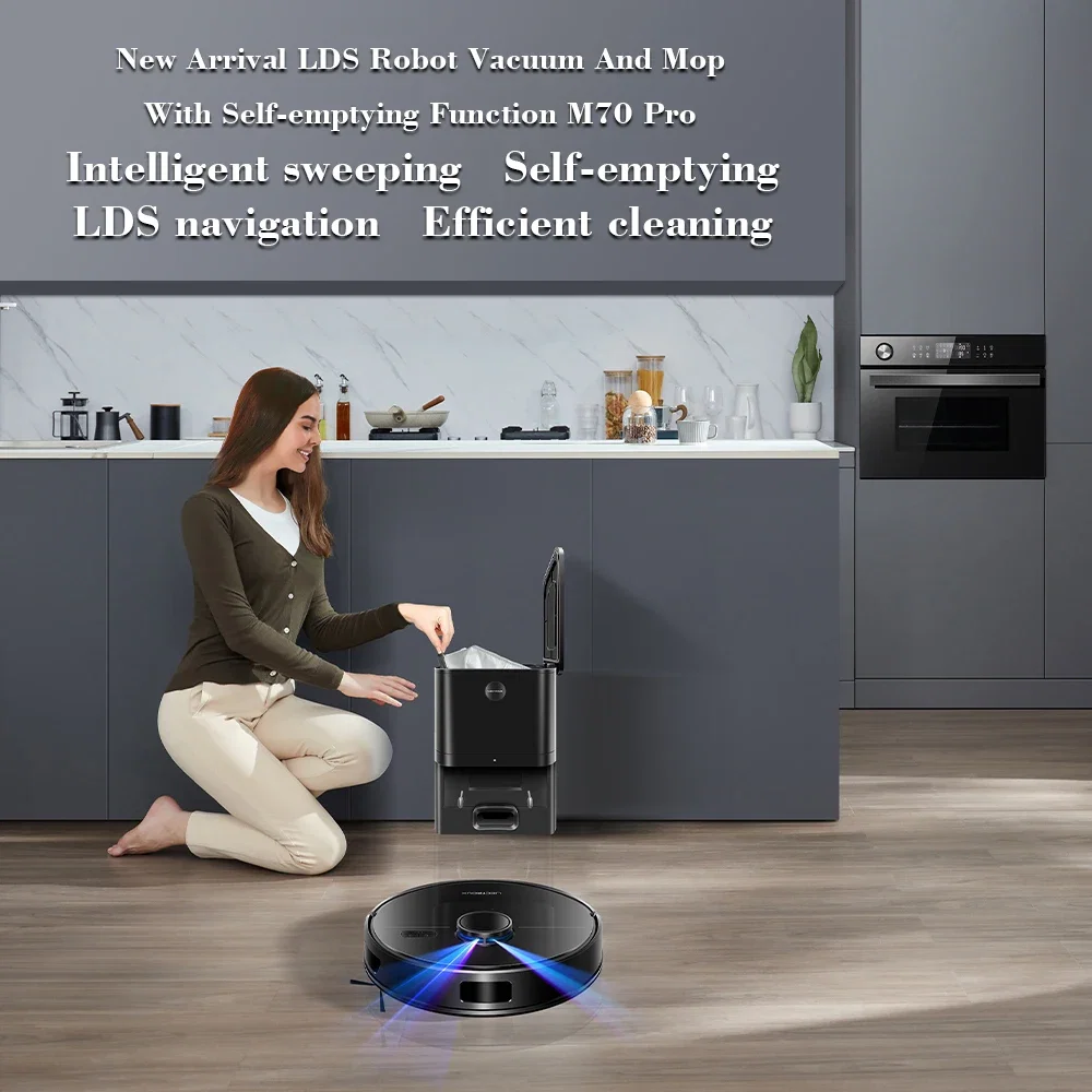 Color: black, Ships From: CN - LDS Robot Vacuum Cleaner & Mop Liectroux M70 Pro,Wet Dry Cleaning,Self Empty,Multi-floor Map,6500Pa,Carpet Boost,Max.175Mins Run - Image 3