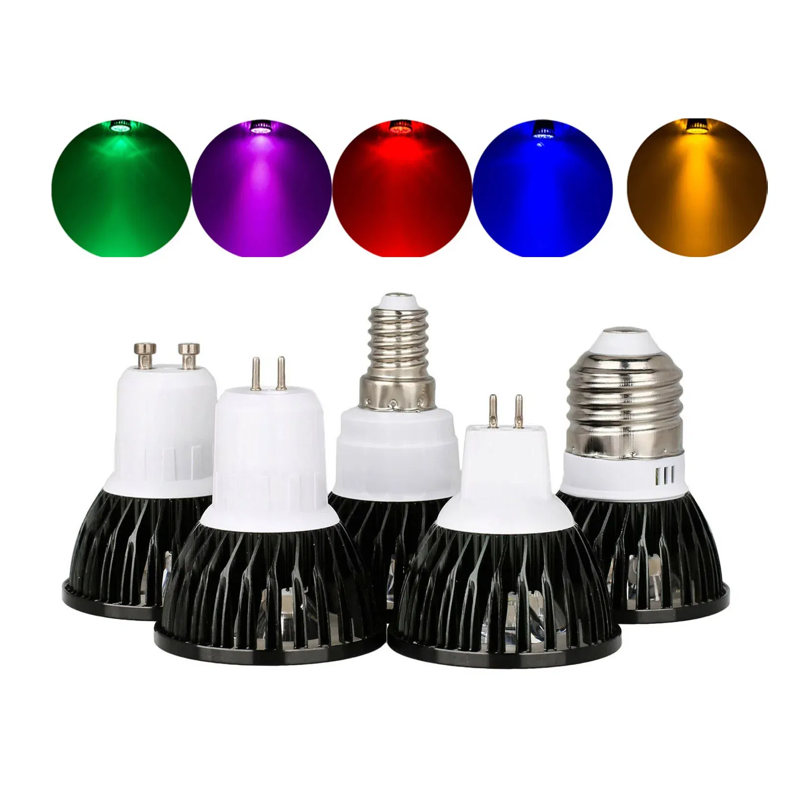 Emitting Color: Green, Number of LED Chip: 6 pcs, Wattage: 3w - Colorful Dimmable LED Spotlight Bulbs GU10 MR16 E27 E14 B22 15W 12W 9W 110V 220V DC 12V Lamp Red Yellow Blue Green Purple