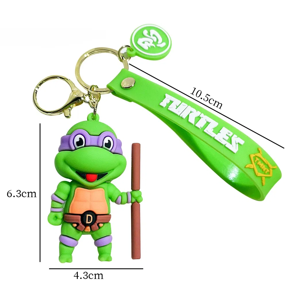 Color: WHITE, Size: 12cm - Ninja Turtles Keychain Schoolbag Cartoon Pendant  Anime Key Chain Keyrings Car Key Ring Accessories Kids Adults Birthday Gifts