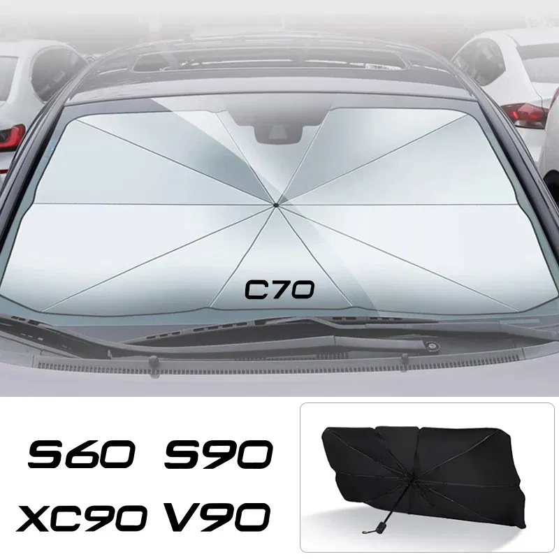 Color: Green - Car Front Shading Car Windshield Sunshade Umbrella For Volvo XC90 XC60 C30 T6 S60 C70 XC40 V40 XC70 V60 V50 S80 S40 AWD V90 S90 - Image 3
