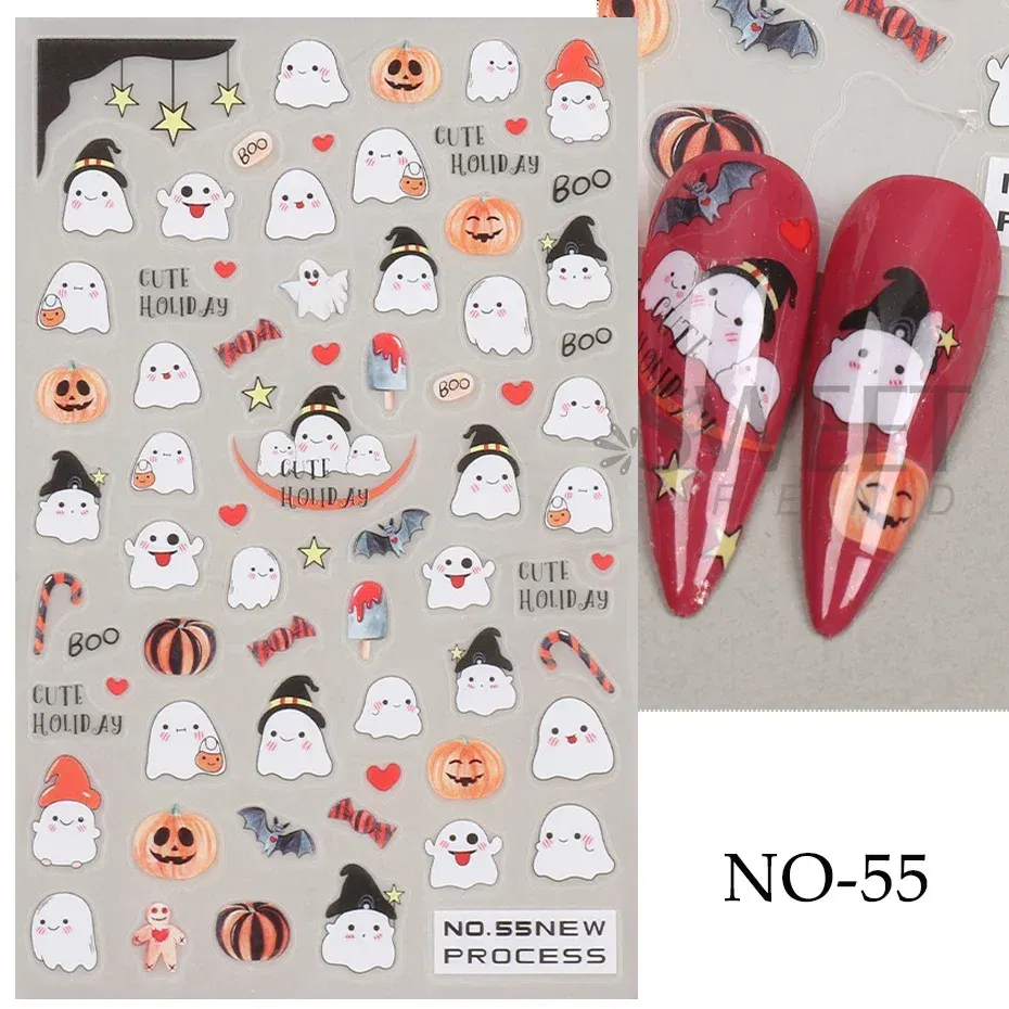 Color: Silver - 5D Embossed Elk Nail Art Sticker Cute Christmas Winter Santa Claus Snowflake Gingerbread Man Engraved Slider Manicure Decoration