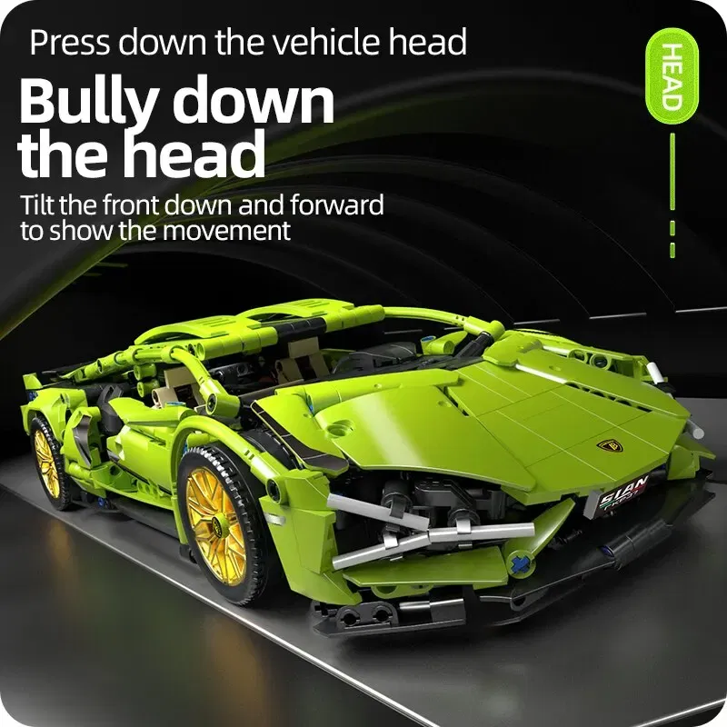 Color: WHITE - Technical Racing Sport Car 1280PCS Model Building Blocks City Mechanical Speed Vehicle Supercar Brick Puzzle Toys Kid Adult Gift - Image 3