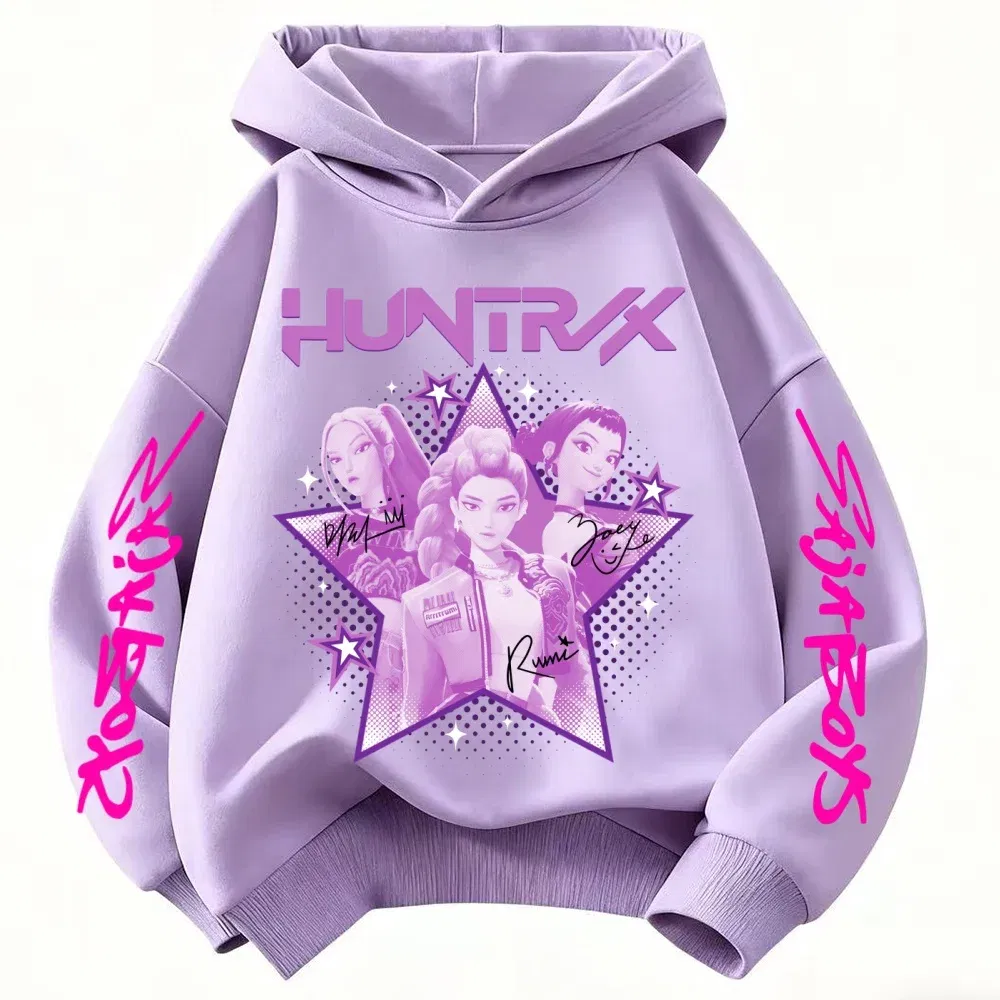 Color: Beige, Kid Size: 3T - KPop Demon Hunter Huntrix Children's Sweatshirt Autumn New Boys Girls Fashion Street Pullover Children's Clothing