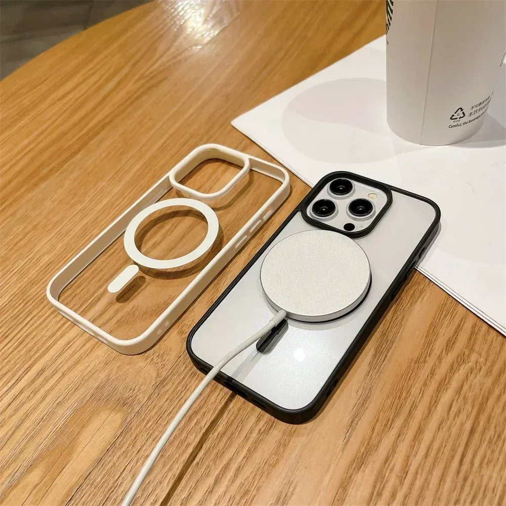 Color: Red, Material: aluminum - Luxury Shockproof Magsafe Wireless Charge Case for iPhone 17 Air 16 15 14 Plus 13 12 Mini 11 Pro Max Clear Magnetic Bumper Cover - Image 7