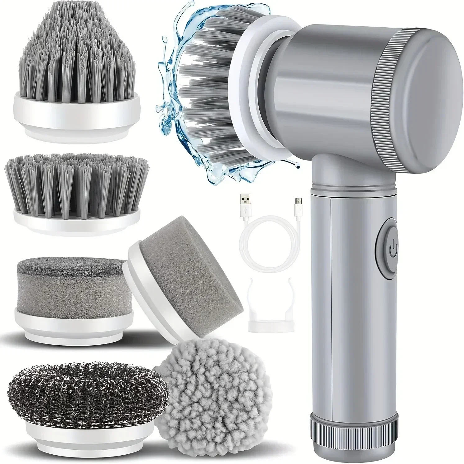 Electric Spin Scrubber Cordless Spin Scrubber with 6 Replaceable Brush Heads Electric Cleaning Brush Cleaning Tools - Image 2