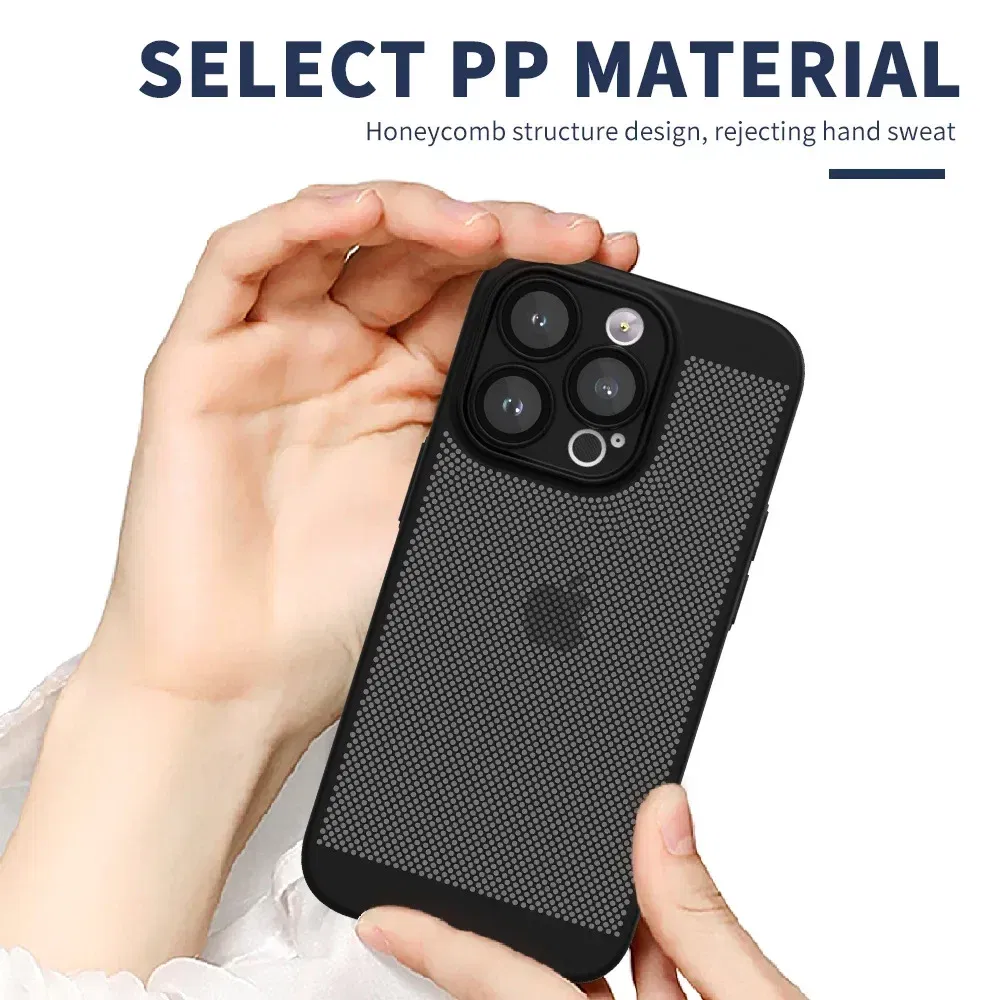 Color: SKY BLUE, Compatible-Phone Models: For iPhone 14 Pro Max, Ships From: CHINA - Breathable Heat Dissipation Cooling Case For iPhone 16 Pro Max 15 14 13 12 11 PC Hard Back Cover - Image 4