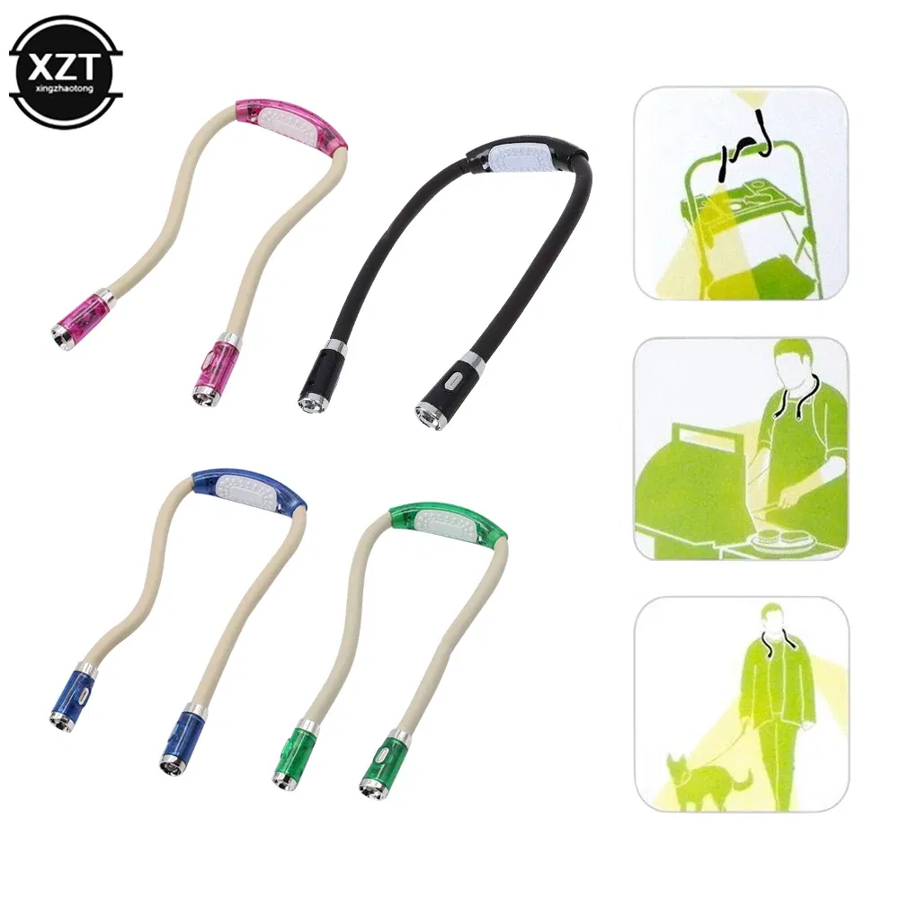 Emitting Color: Pink - Flexible Neck Hug Book Light LED Neck Night Handsfree Led Neck Light Hug Reading Lamp Novelty Led Night Camping Light Flashlight - Image 2