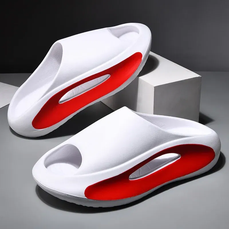 Color: WHITE, Shoe Size: 36.5 - Men's Sandal Slippers New Summer Sneaker Slippers Men Thick Bottom Platform Slides Soft Eva Slippers Casual Beach Shoes