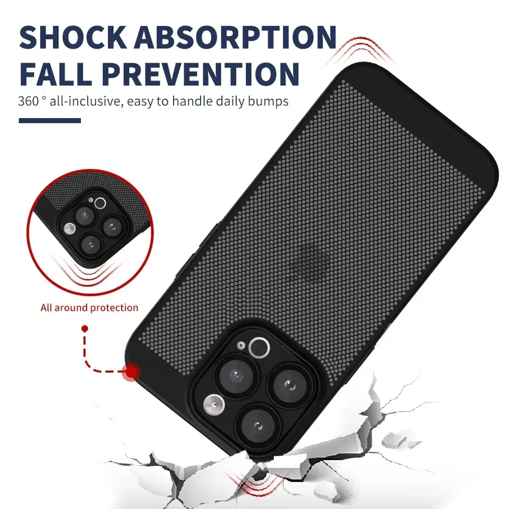 Color: SKY BLUE, Compatible-Phone Models: For iPhone 14 Pro Max, Ships From: CHINA - Breathable Heat Dissipation Cooling Case For iPhone 16 Pro Max 15 14 13 12 11 PC Hard Back Cover - Image 6