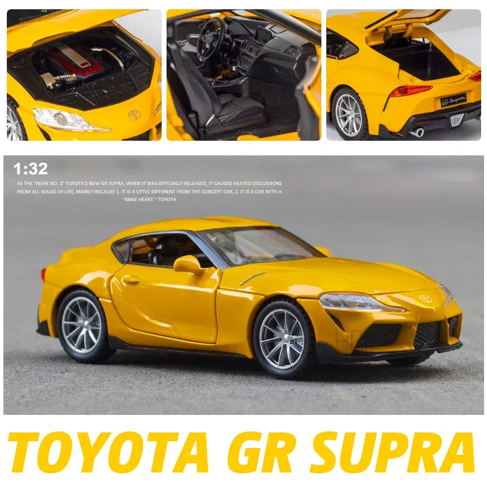 Color: black - 1:32 Toyota GR SUPRA Diecast Alloy Car Model High Simulation Metal Toy With Sound Light Pull Back For Kid Children Collection - Image 6