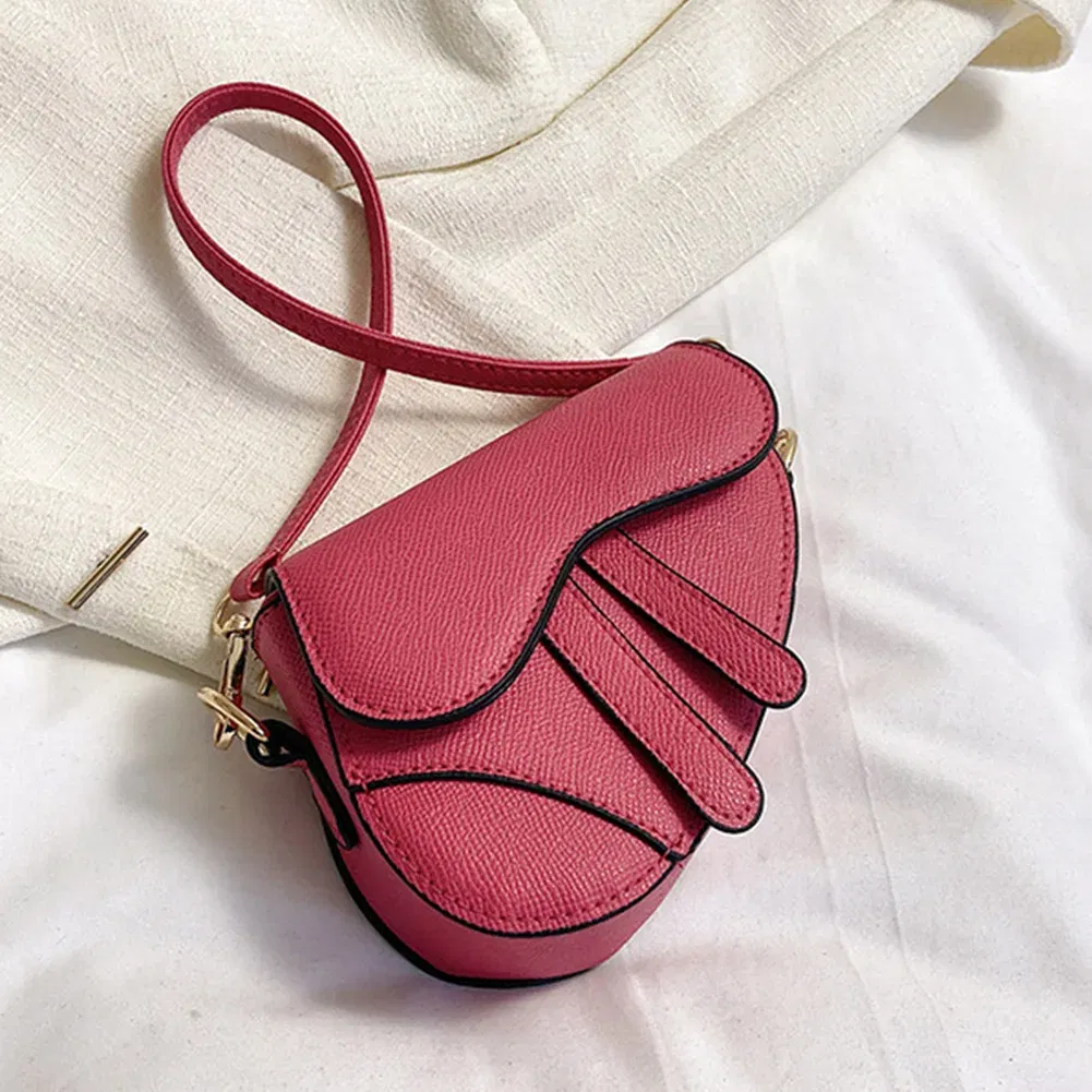 Color: GRAY - Women Fashion Mini Handbags Hasp Zipper Messenger Bags Saddle Bag Solid Color Casual Simple Inside Lock Ornament Bag