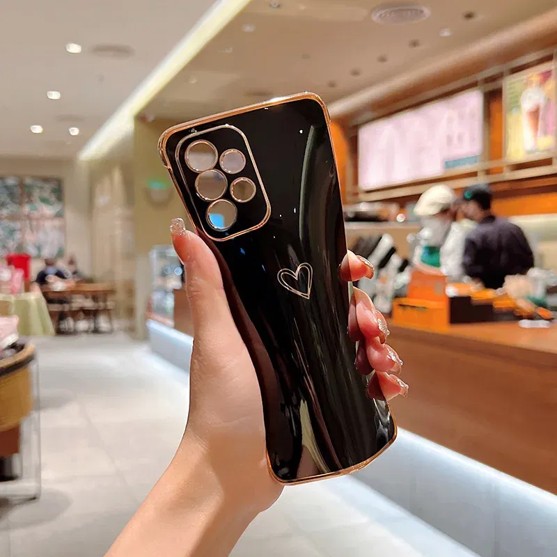 Color: black, Compatible-Phone Models: For iPhone 13 Pro Max, Ships From: CHINA - Electroplating Love Heart Phone Case For Samsung Galaxy S25 S24 Ultra S23 S22 A13 A14 A52 A53 Protect Lens Shockproof Back Cover - Image 7