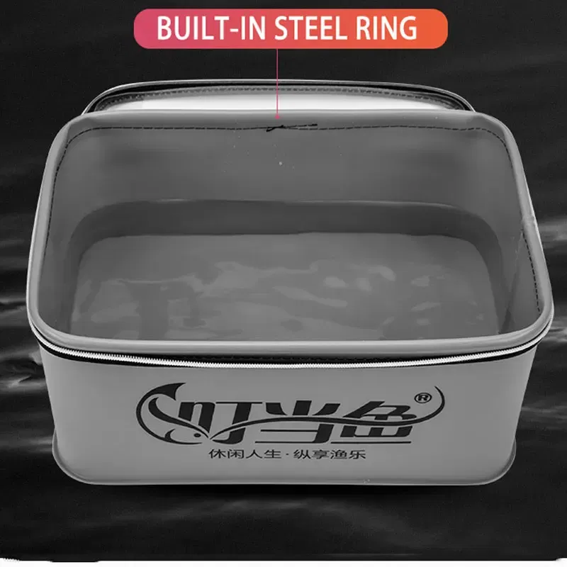 Color: Yellow - Multifunction EVA Fishing Bag Box Folding Live Fish Bucket 4L 6L 10L 14L Water Container Bags Fishing Tackle Tools Storage Case