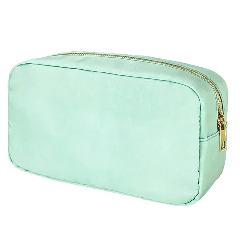 Color: black, Size: S - Custom Nylon Travel Cosmetic Pouch Solid Color Zipper Organizer Toiletry Bag Personalized DIY Make Up Pouch Bag For Women Girl