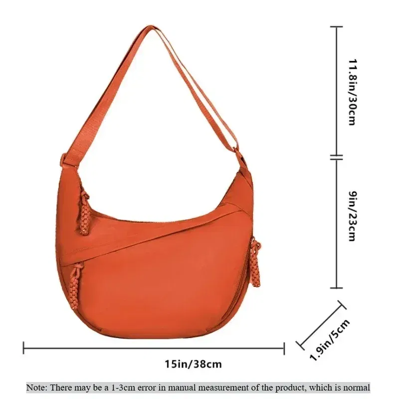 Color: GRAY - Trendy Women's Soft Cloth Shoulder Bag Solid Color Student Casual Style Big Handbags Crossbody Bags for Women Shoulder Hobos Bag - Image 7
