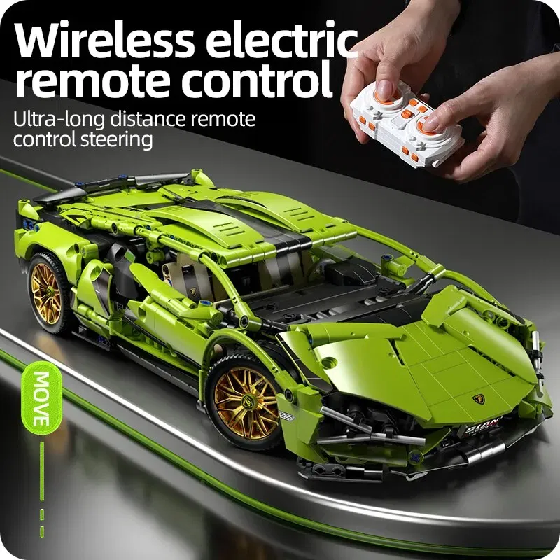 Color: WHITE - Technical Racing Sport Car 1280PCS Model Building Blocks City Mechanical Speed Vehicle Supercar Brick Puzzle Toys Kid Adult Gift - Image 2