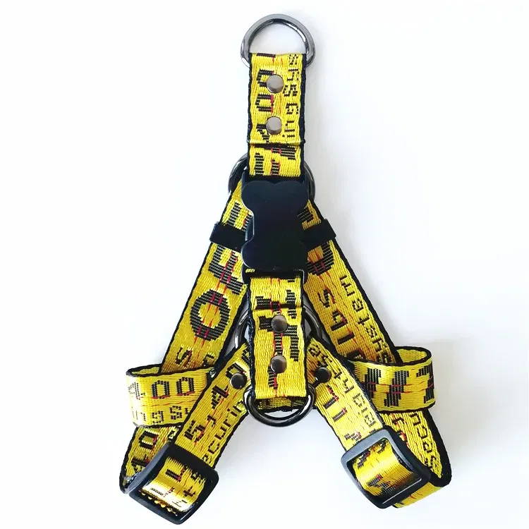 Color: Yellow, Size: M - Fashion Dog Collar Leash Set Gold Chain Nylon Pets Dog Collar Leash Long Rope Lettered Collar Perro Collar For Pitbull Puppy Dog - Image 6