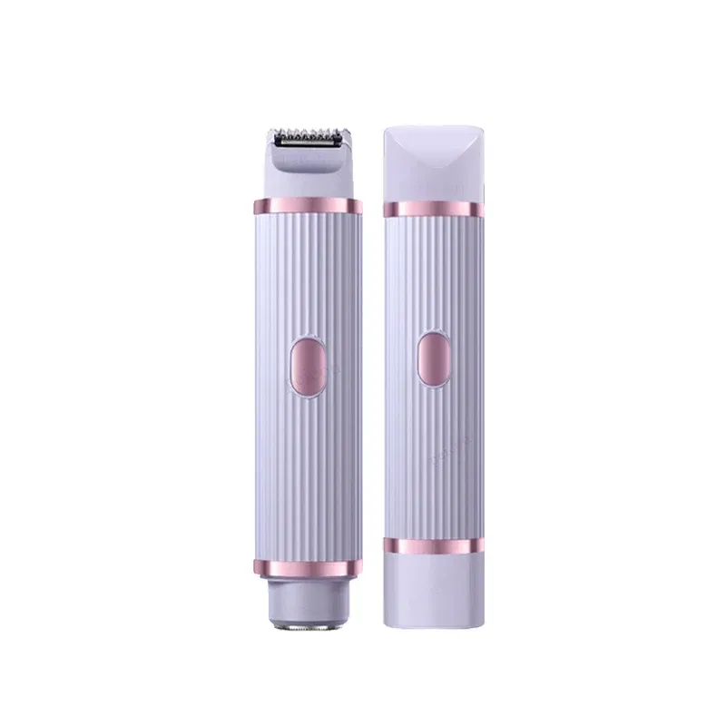 Color: PURPLE - Electric Shaver for Women Female Epilator Electric Hair Removal 2 in 1 Woman's Razor for Body Legs Face Mustache Bikini Trimmer