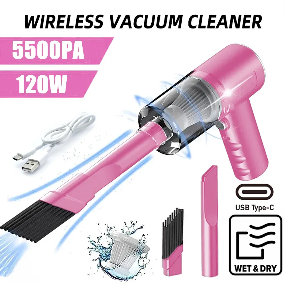 Color: black - Wireless Car Vacuum Cleaner 5500Pa 120W Cordless Handheld Auto Portabale Vacuum High-power Vacuum Cleaner for Home Office Car - Image 2