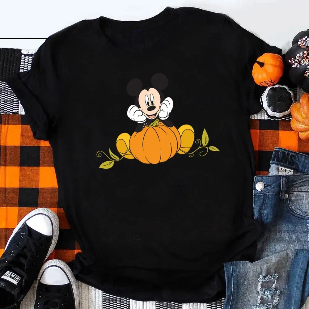 Color: army green, Kid Size: 4T - Funny Mickey Minnie Mummy Print Disney Children Cotton T Shirts Trick Treat Fashion Halloween Cute Kid Clothes Girls Streetwear - Image 3