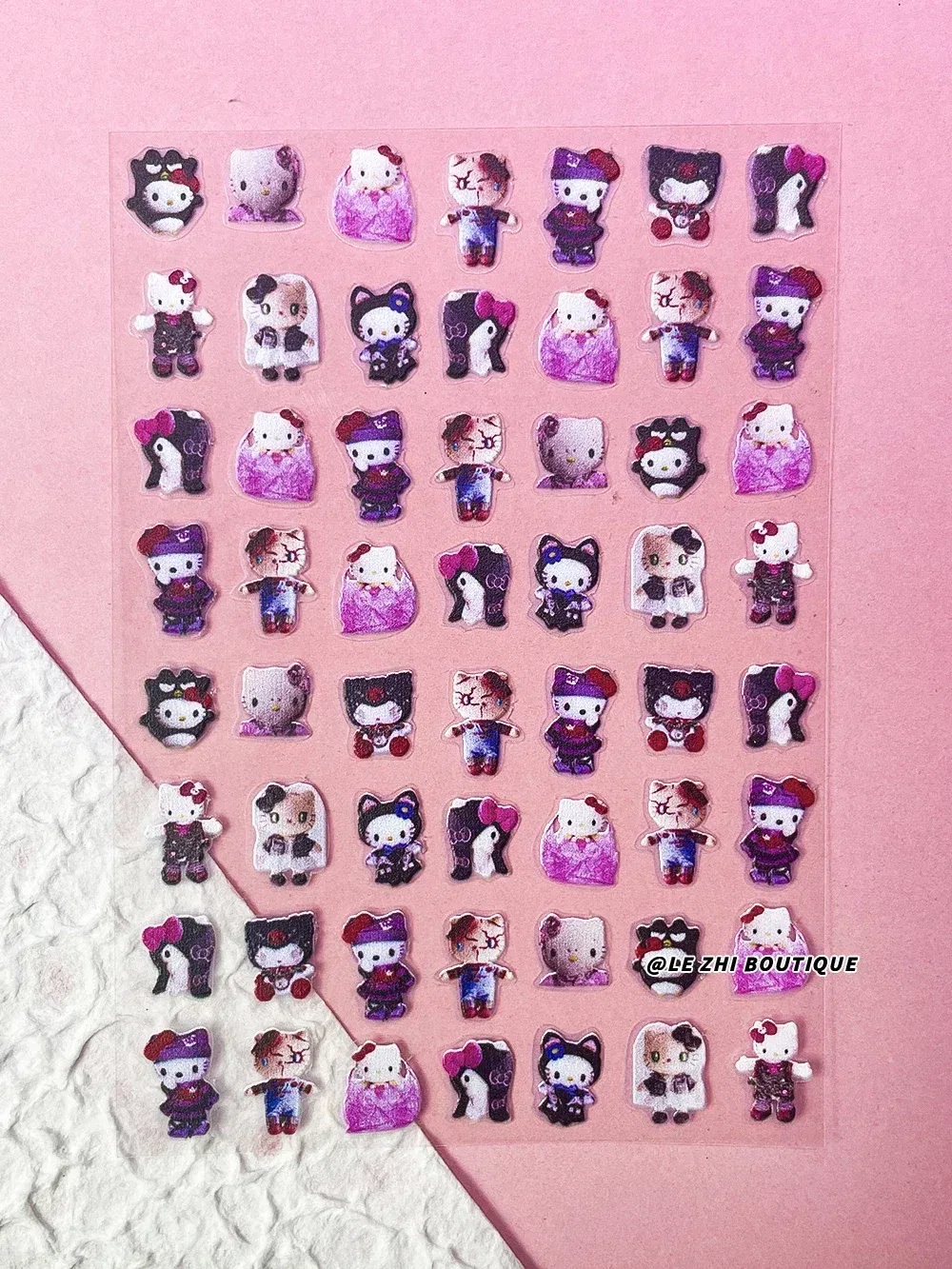 Color: gold foil - New Cartoon Hello Kitty Stickers Nail Art Supplies Decoration Kuromi Cinnamoroll 3D Stickers Nail Decals Press On Nails Stickers