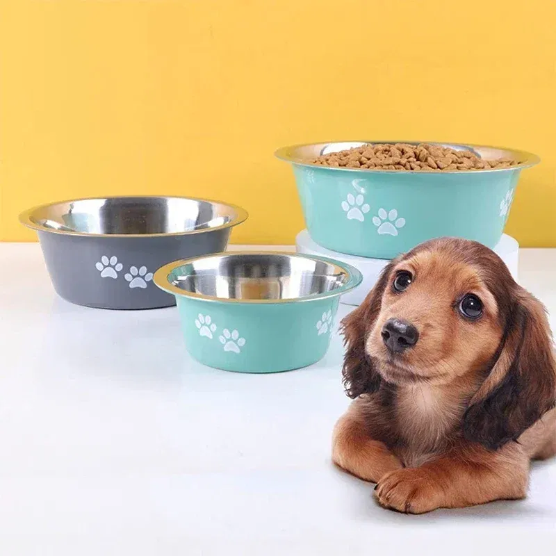 Color: WHITE, Size: XS - Non-slip Dog Bowls For Small Medium Large Dog Feeder Bowls And Drinkers Stainless Steel Pet Feeders Pets Dogs Accessories - Image 3
