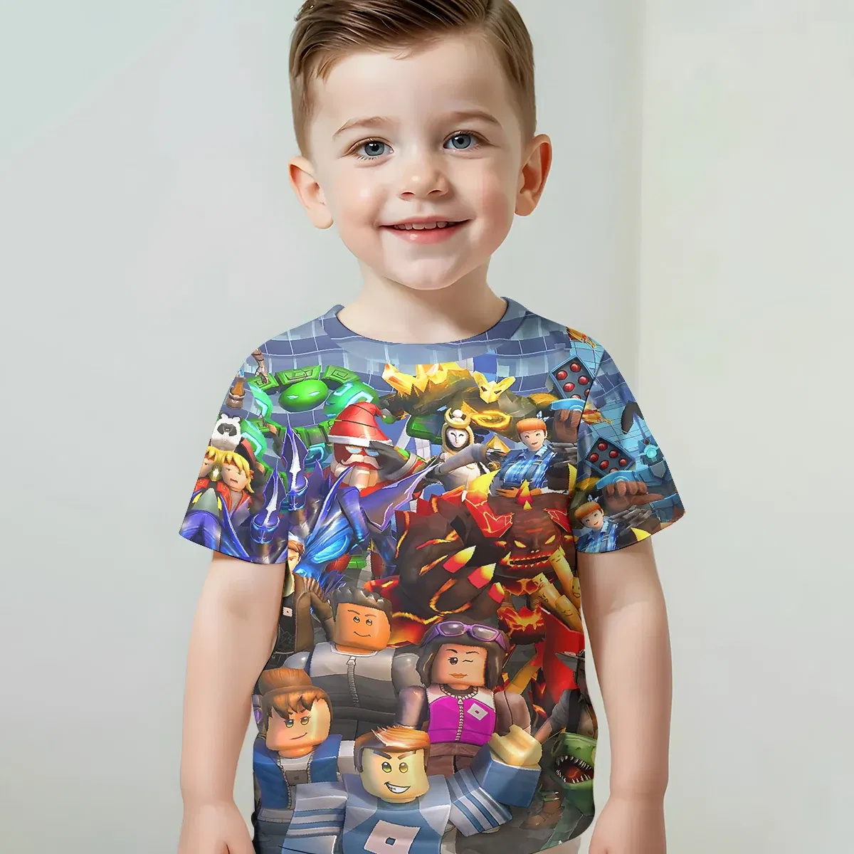 Color: Dark Grey, Kid Size: 2T - Print Baby Clothing 5 to 14 Years Male Outdoor Clothes for -HOT 3D GAME Children Boy Girl Child T-Shirt Top Shirts-R-R-ROBLOXES- - Image 5