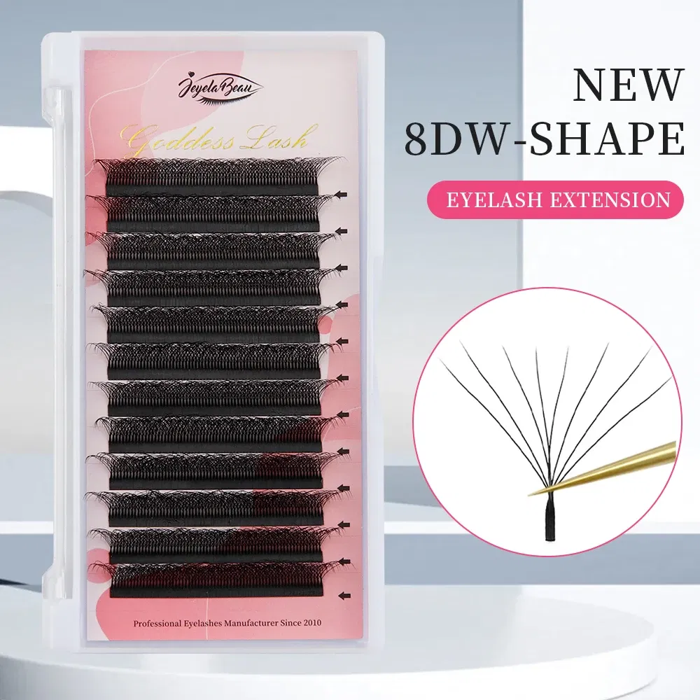 Color: Copper, Curl: D, Thickness: 0.07mm, Length: 12mm, Ships From: CHINA - Goddess 3D/4D/5D/6D/7D/8D W Shape lashes 4D Premade Fan Lash Extensions 0.07 C/D Curl Natural Soft High Quality Idividual Lashes