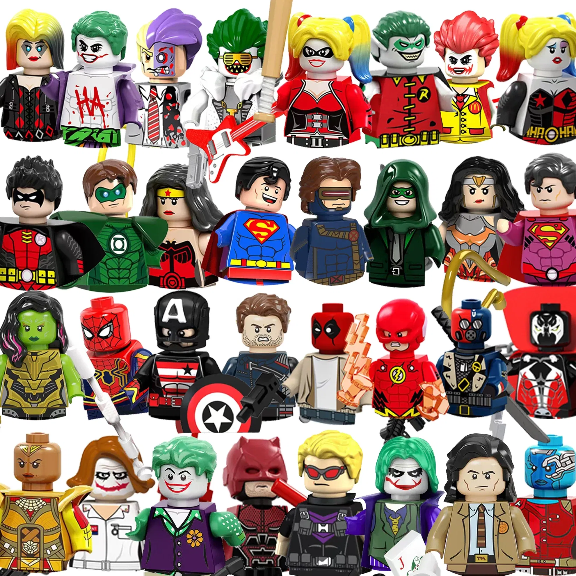 Color: Bright Green - Marvel Blocks Brick Hero Batman Joker Superman Catwoman Mini Figure Building blocks Hot Toy Children's party gift - Image 2