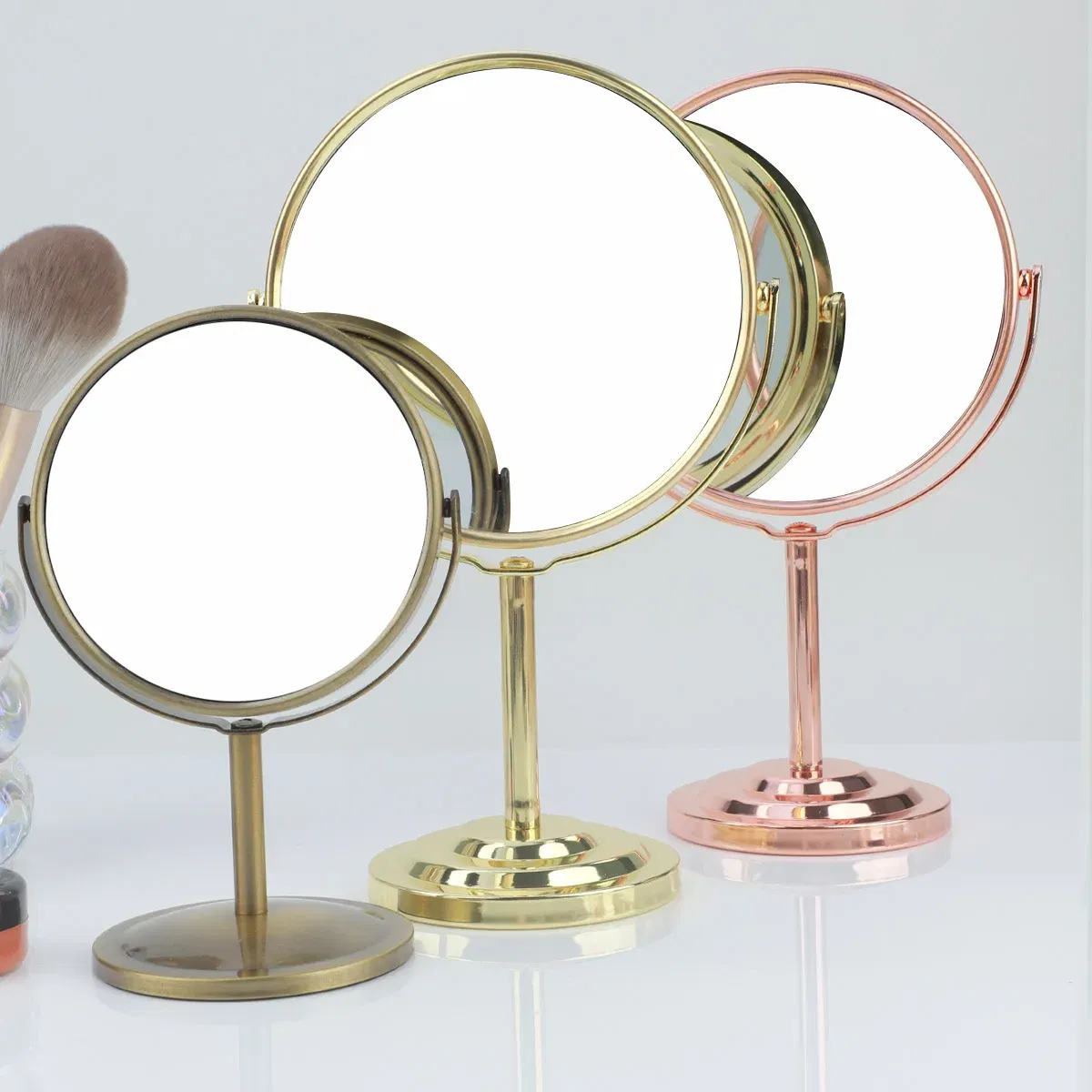 Color: black - 3/4/5in Double-Side Makeup Mirror With 2X Magnification Clear Reflection And Easy To Carry Desktop Vanity Mirror With Stand - Image 7