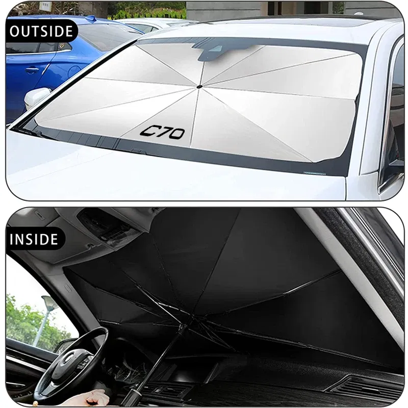 Color: Green - Car Front Shading Car Windshield Sunshade Umbrella For Volvo XC90 XC60 C30 T6 S60 C70 XC40 V40 XC70 V60 V50 S80 S40 AWD V90 S90 - Image 5