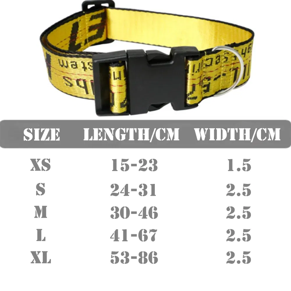 Color: Yellow, Size: M - Fashion Dog Collar Leash Set Gold Chain Nylon Pets Dog Collar Leash Long Rope Lettered Collar Perro Collar For Pitbull Puppy Dog - Image 3