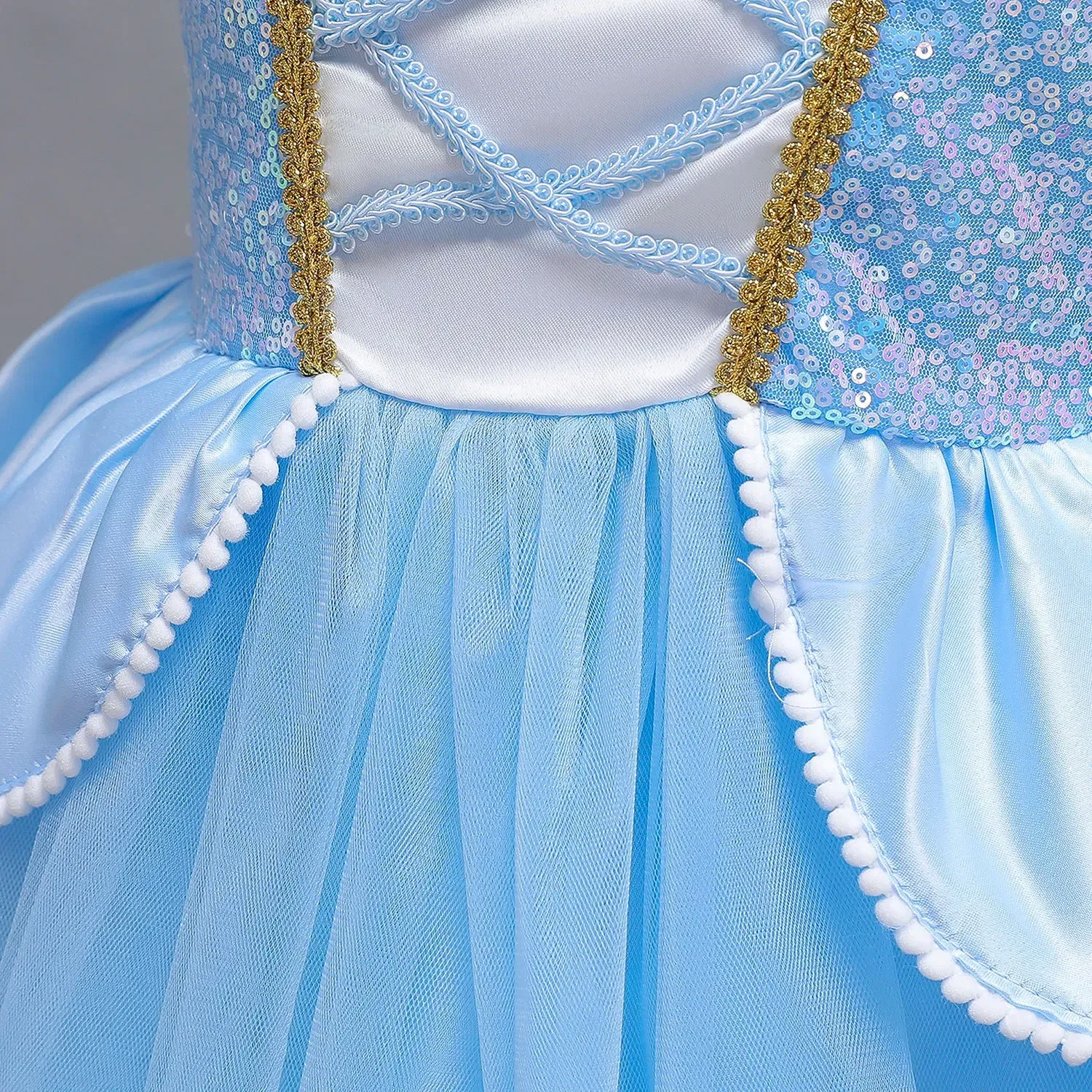 Kid Size: 9, Color: Orange - Disney Deluxe Elegant Cinderella Princess Ball Gown Fancy Birthday Cinderella Party Dress Vestidos Costume Play Carnival Apparel - Image 3