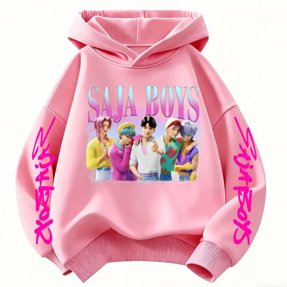 Color: black, Kid Size: 5 - k-pop sajaboys Christmas Kpop Witch Hunt Group Autumn/Winter Cartoon Hoodie Set for Boys, Girls & Kids ?»? - Image 5