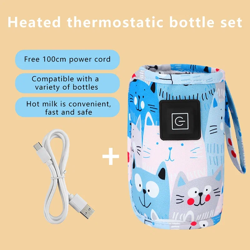 Color: Blue, Voltage: USB - USB Milk Water Warmer, Travel Stroller Insulated Bag, Nursing Bottle Heater, Portable Bottle Feeding Warmer ,Christmas, Hallowee