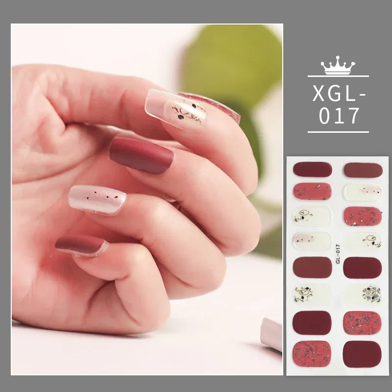 Color: Brown - Dropshipping Full Cover Nail Stickers Nail Polish Nail Decoration Designer 3D Glitter Creative Nail Art Stickers for Girls